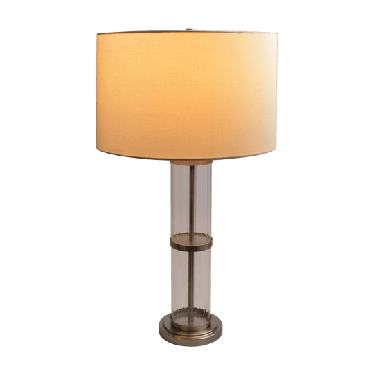 Echo Brushed Nickel Table Lamp with On/Off Switch Clear Glass Body Metal Base