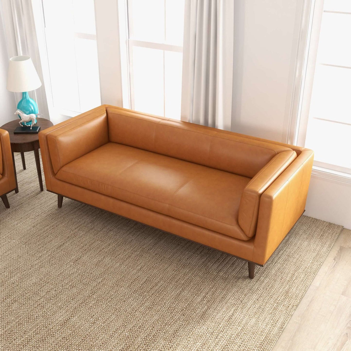 Cassidy Tan Genuine Leather Sofa Couch