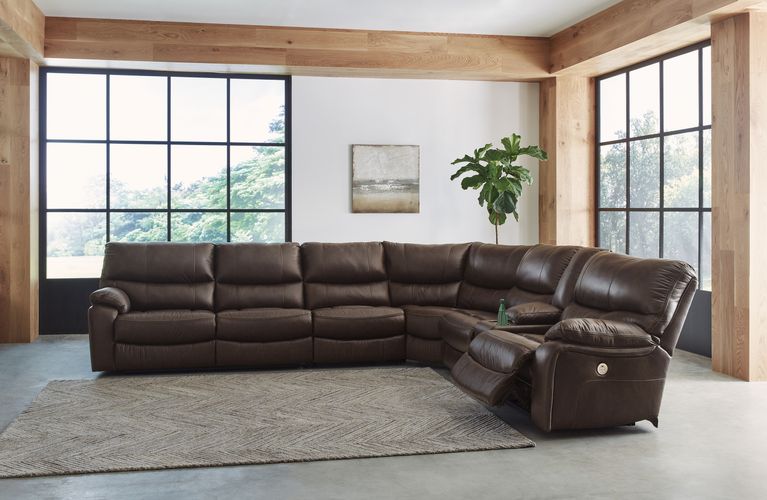 Family Circle Dark Brown 4pc RAF POWER Reclining Sectional