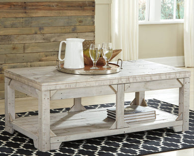 Fregine Whitewash Coffee Table with Lift Top