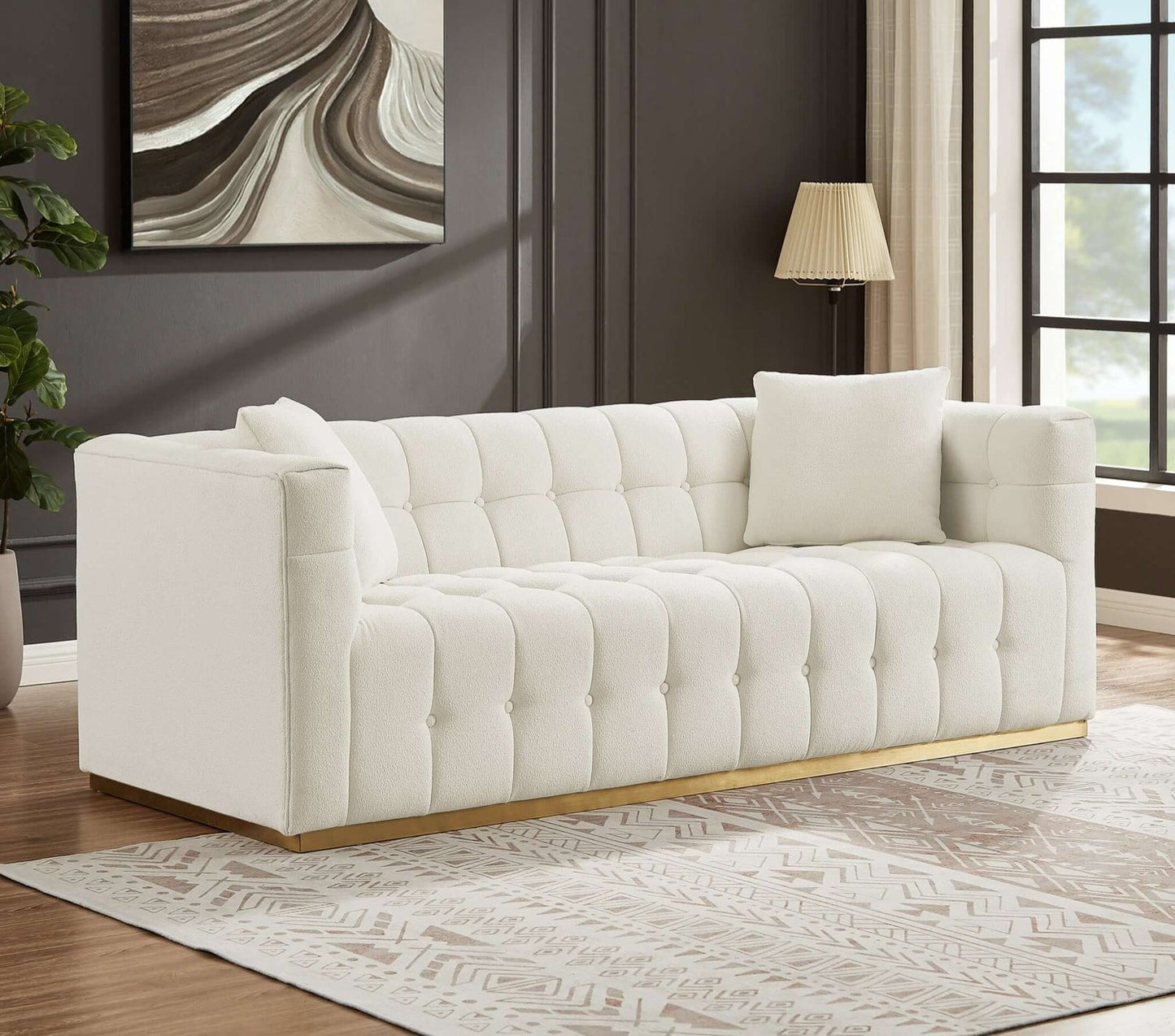 Eleanor Mid-Century Modern Sofa Beige Boucle