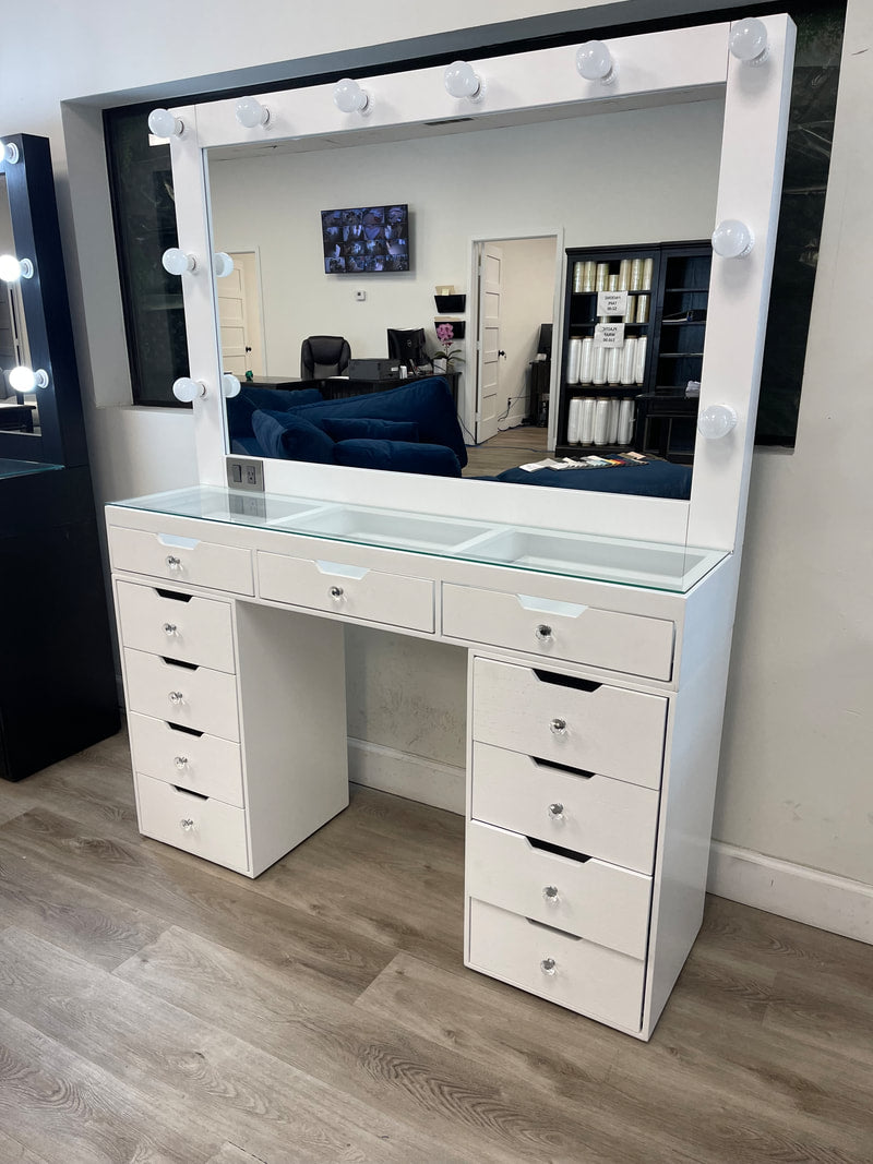 Glam2 White Double Drawer Vanity Set