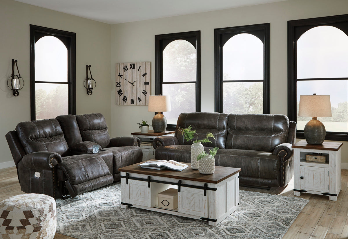 Grearview Charcoal POWER Reclining Sofa and Loveseat 65005