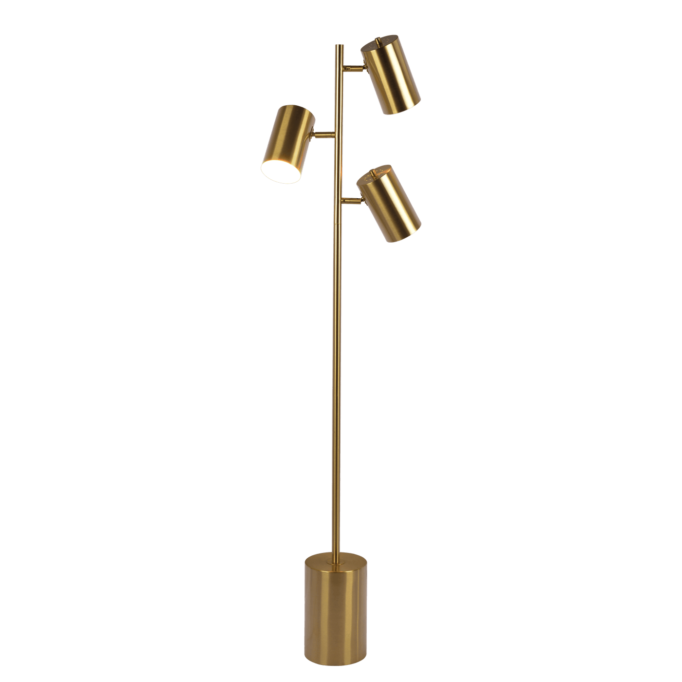 Harmony Brassed Gold Floor Lamp with Rotary Switch Triple Spots Metal Block Base