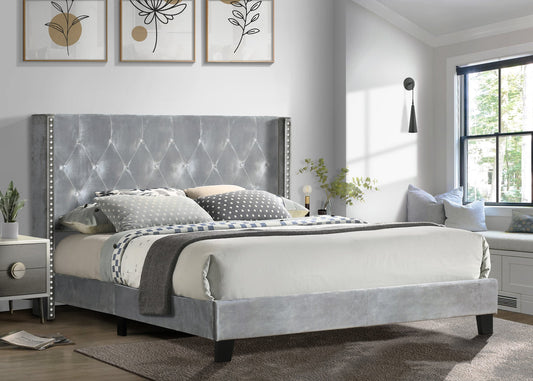 Katy King Platform Bed Silver HH778