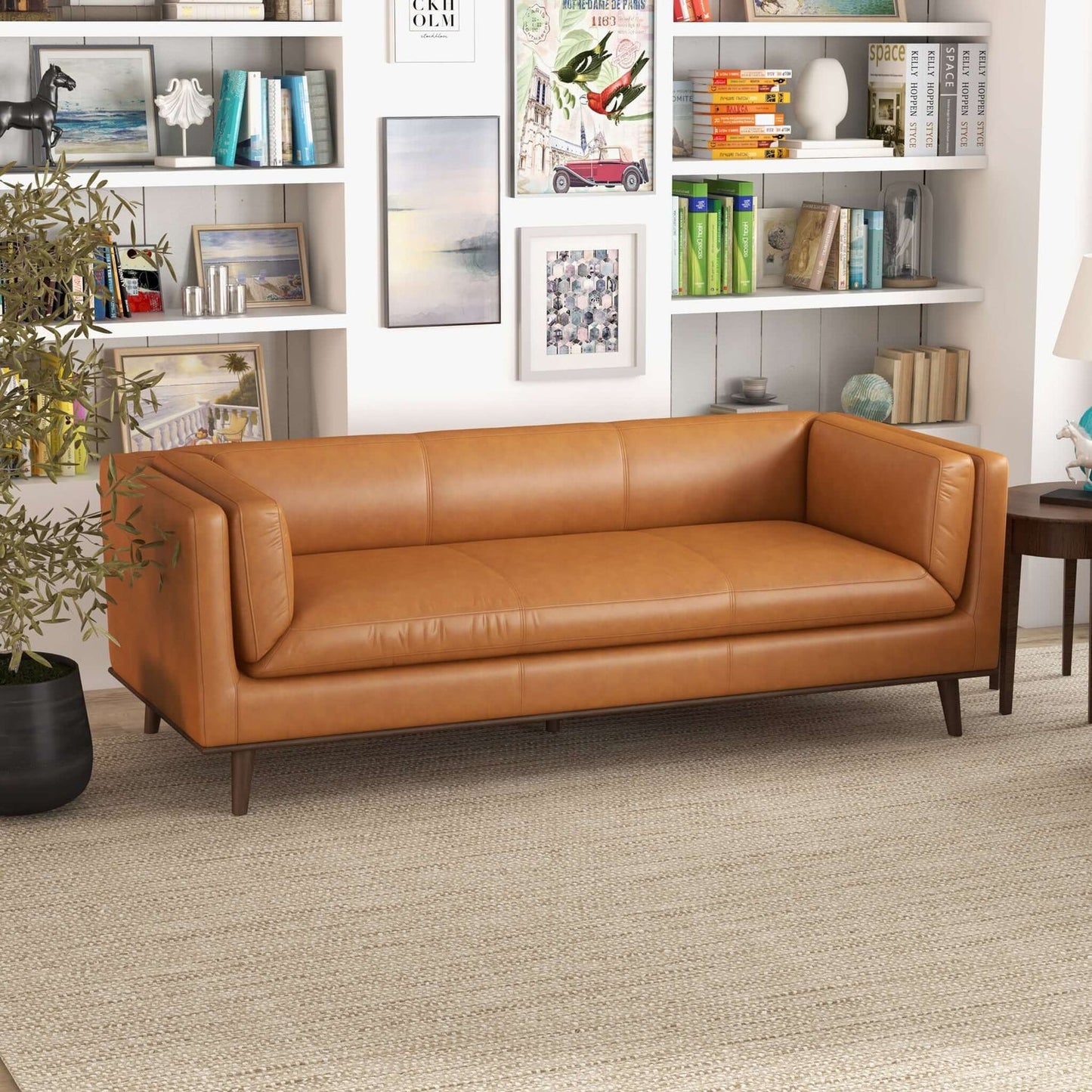 Cassidy Tan Genuine Leather Sofa Couch