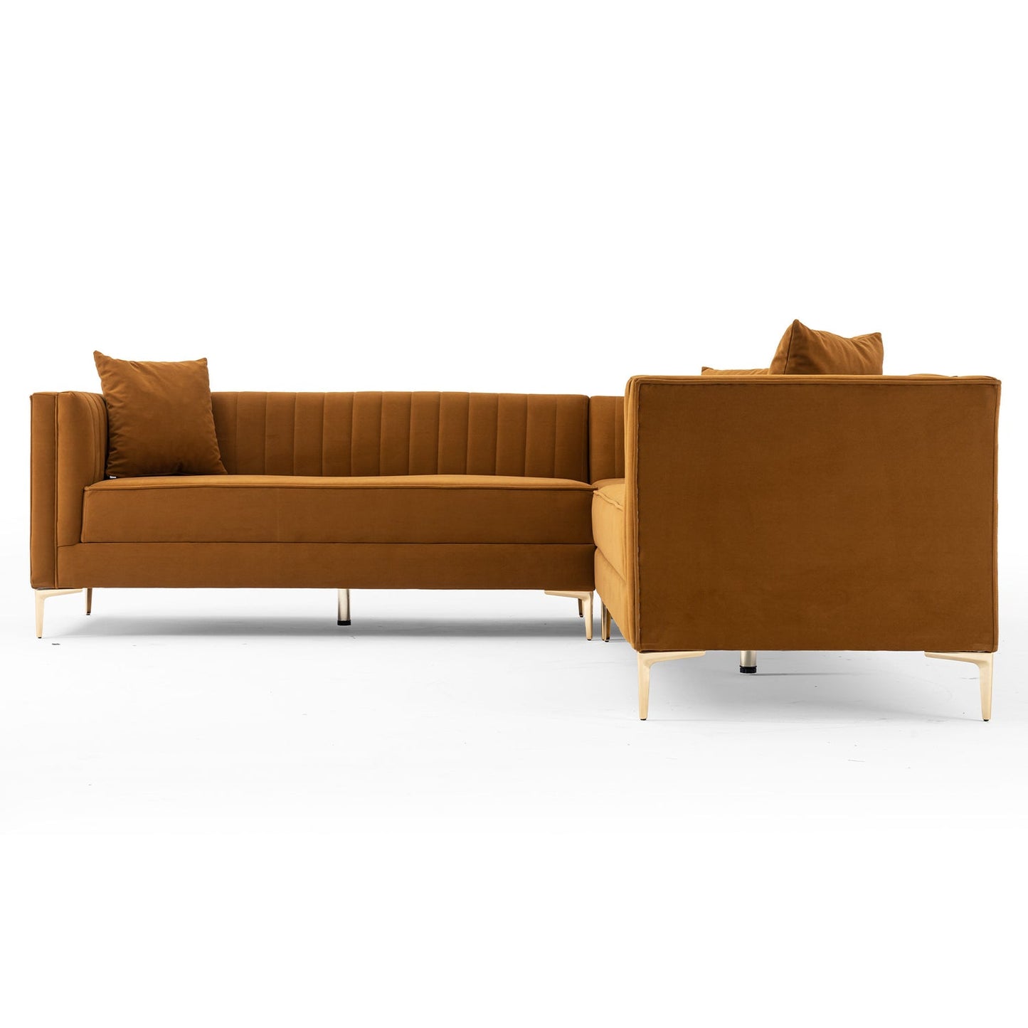 Kenda Mid-Century Modern Orange Corner Sectional