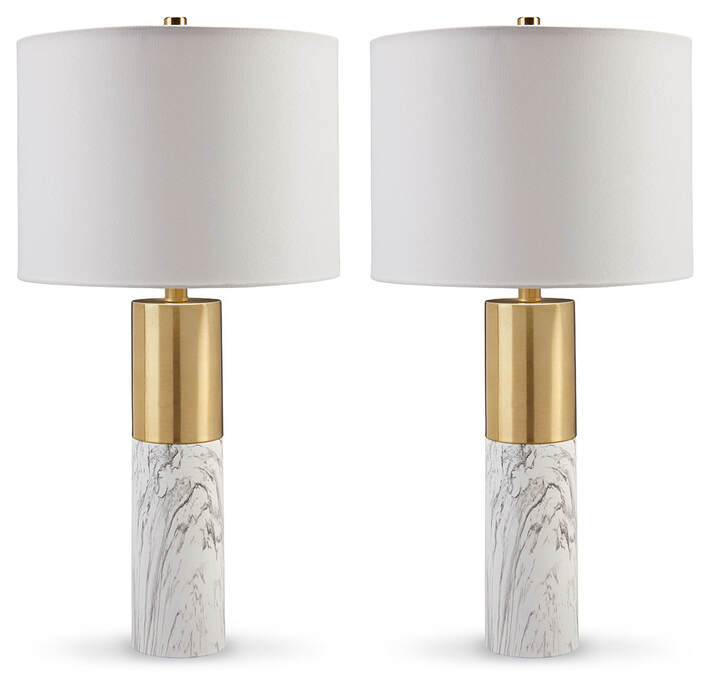 Samney Gold Finish/White Table Lamp, (Set of 2)   L208394