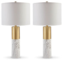 Load image into Gallery viewer, Samney Gold Finish/White Table Lamp, (Set of 2)   L208394