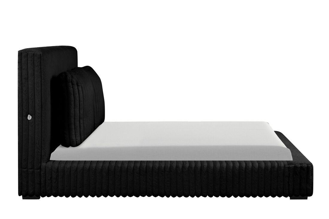 Lauren Black Fabric King Platform Bed