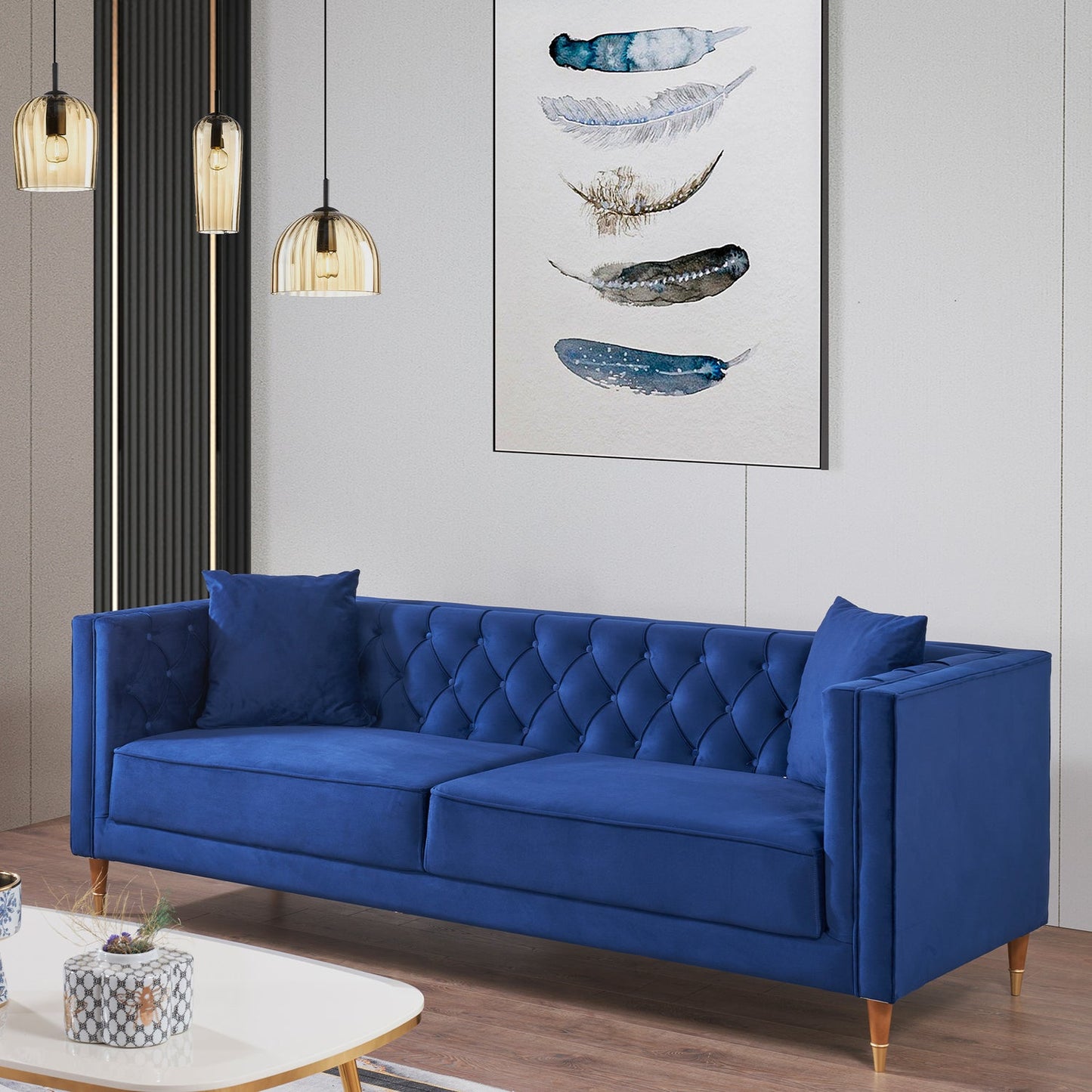 Autumn Modern Blue Velvet Sofa