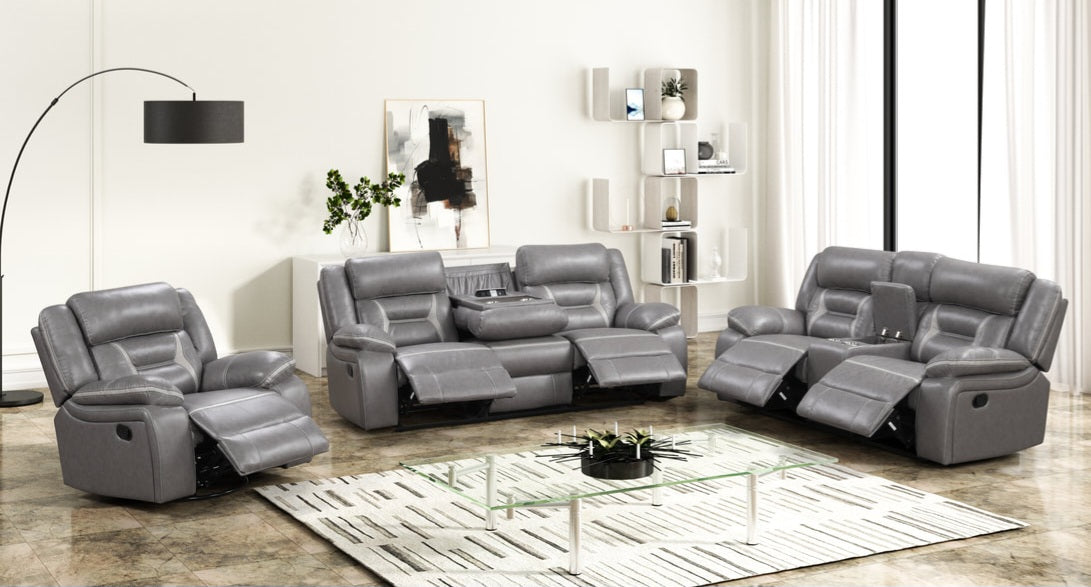 Luka10 Grey OVERSIZED 3PC Reclining Set