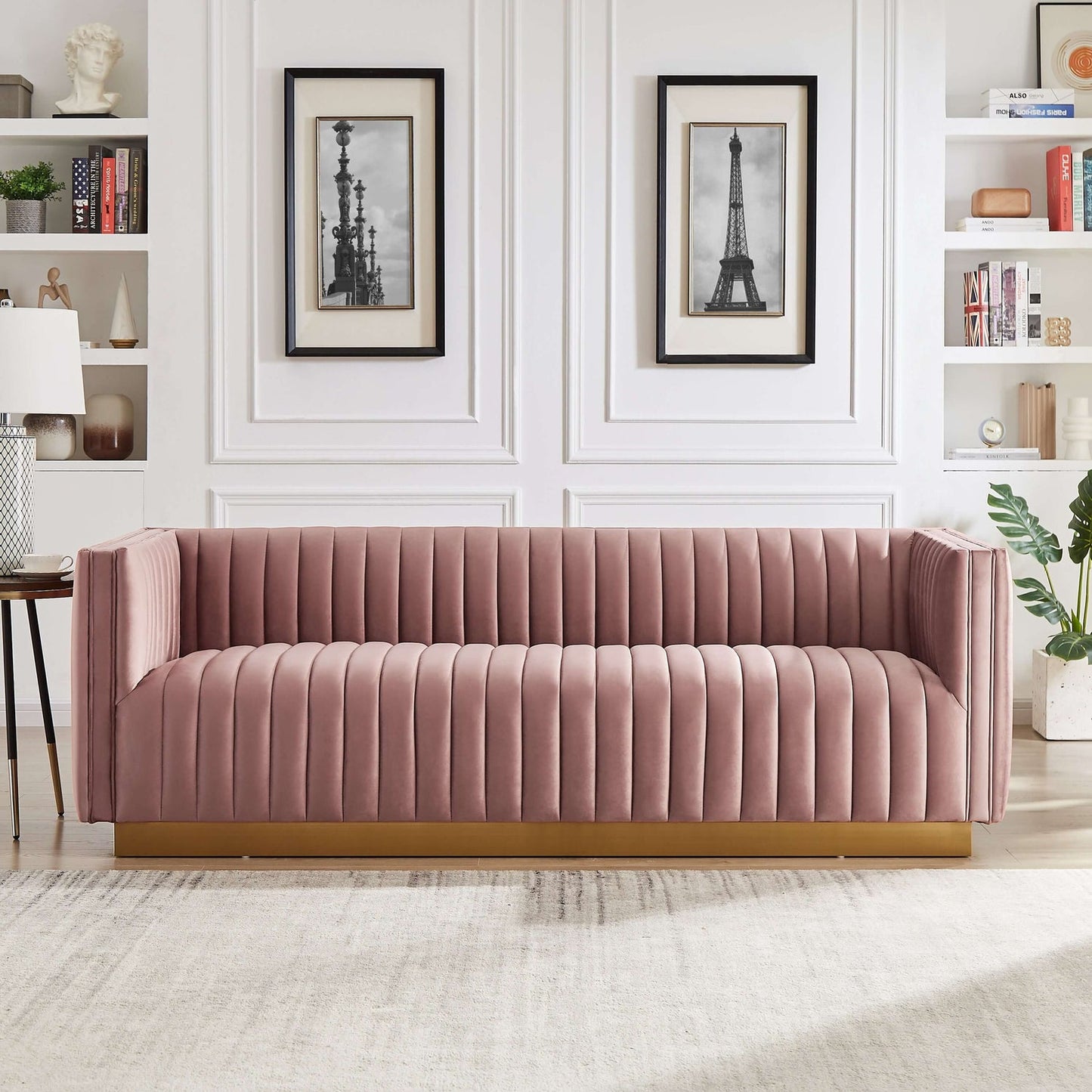 Manuel Luxury Pink Velvet Couch