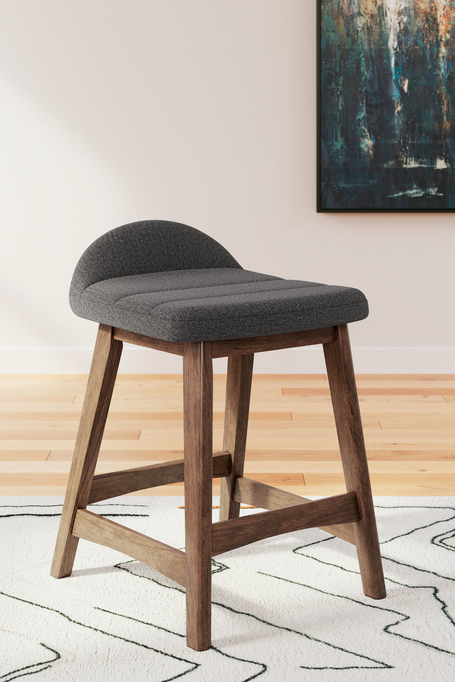 Lyncott Charcoal/Brown Counter Height Barstool, Set of 2 D615