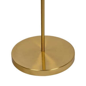 Majestic Brass Ring Base Curved Floor Lamp with Triangle White Drum Shade