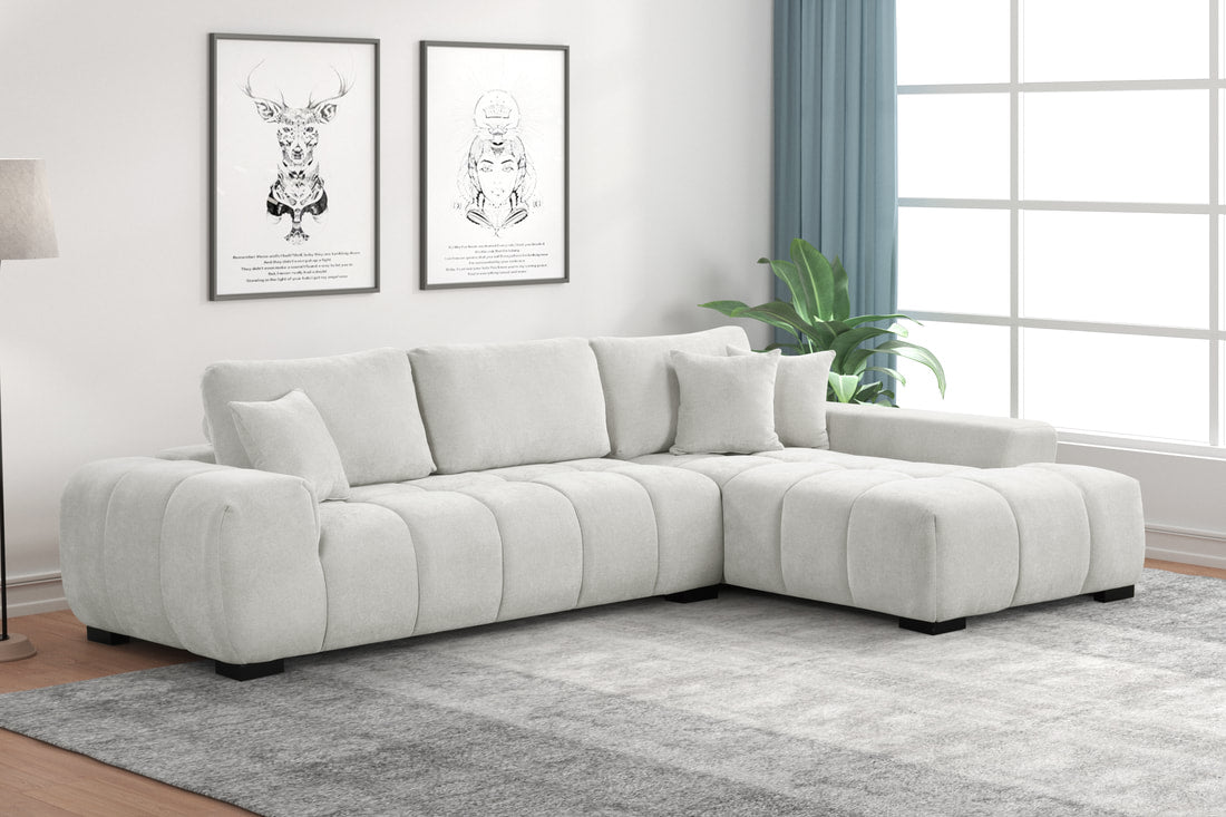 Manhattan 118"  Gray Fabric Sectional