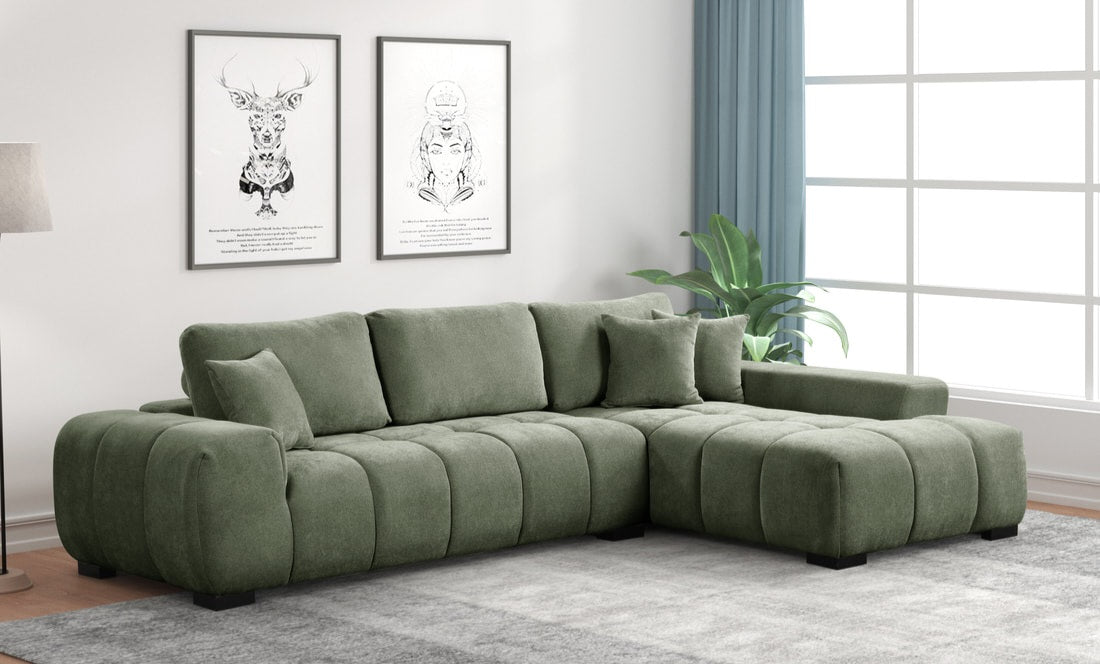 Manhattan 118" Green Fabric Sectional