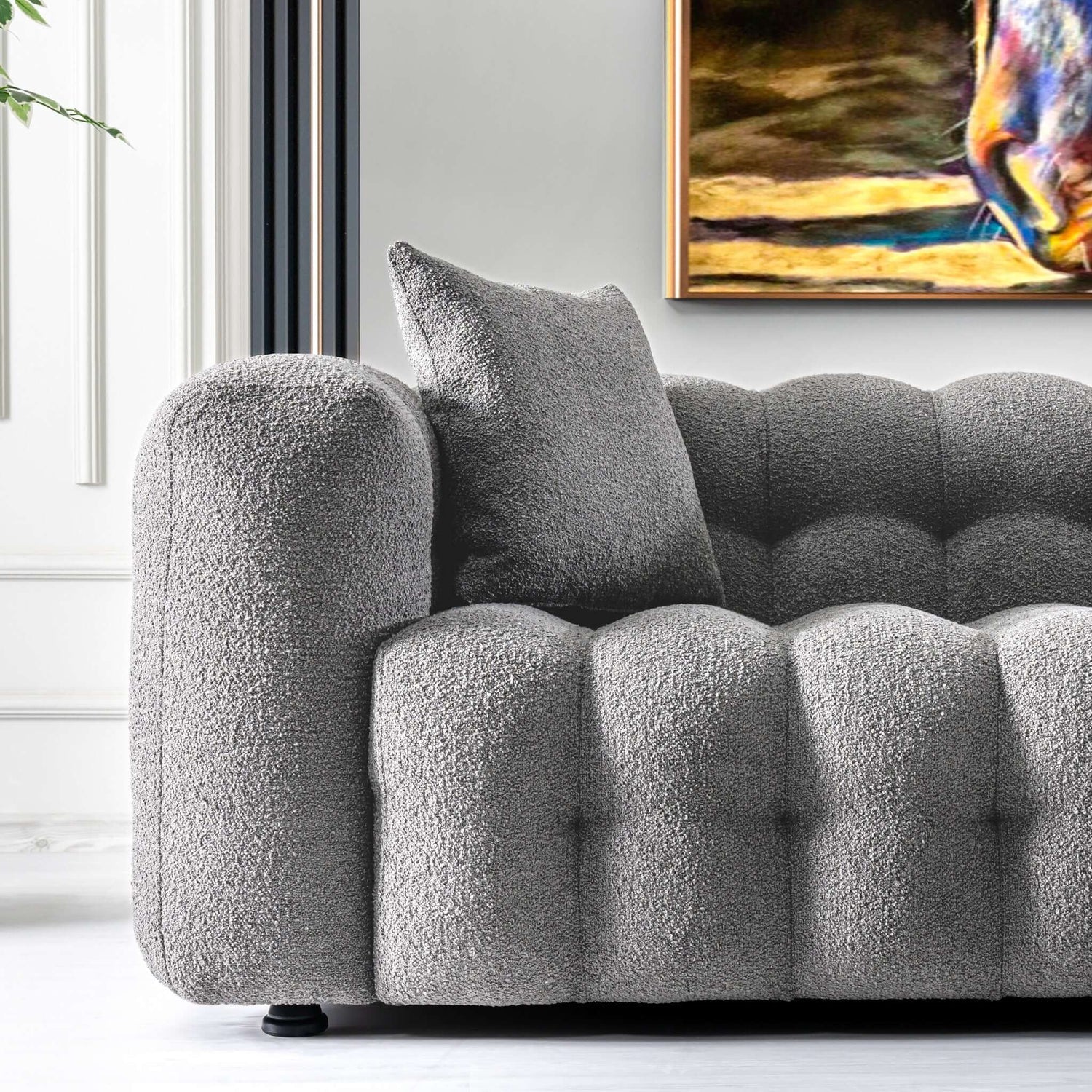 81.2'' Boucle Upholstered Sofa, Comfy Boucle Fabric Modern Couch