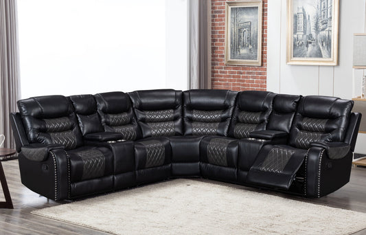 Martin81  2Tone Black Reclining Sectional