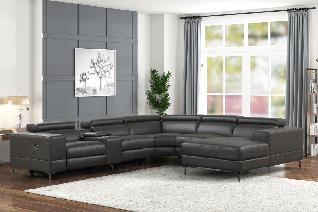 Milano Grey 2-POWER 6pc Reclining Sectional