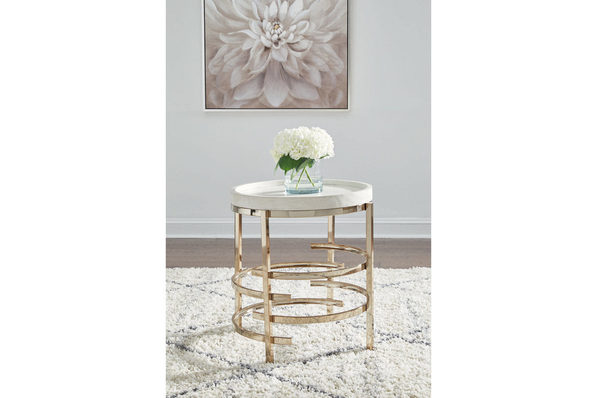 Montiflyn White/Gold Finish 3pc Coffee Table

Set