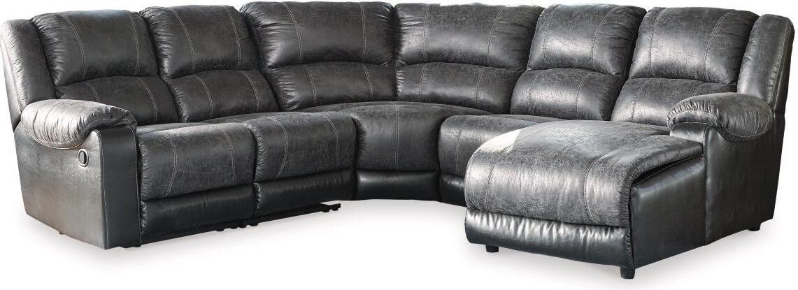 Nantahala Slate 5pc Reclining Sectional with Chaise | 50301