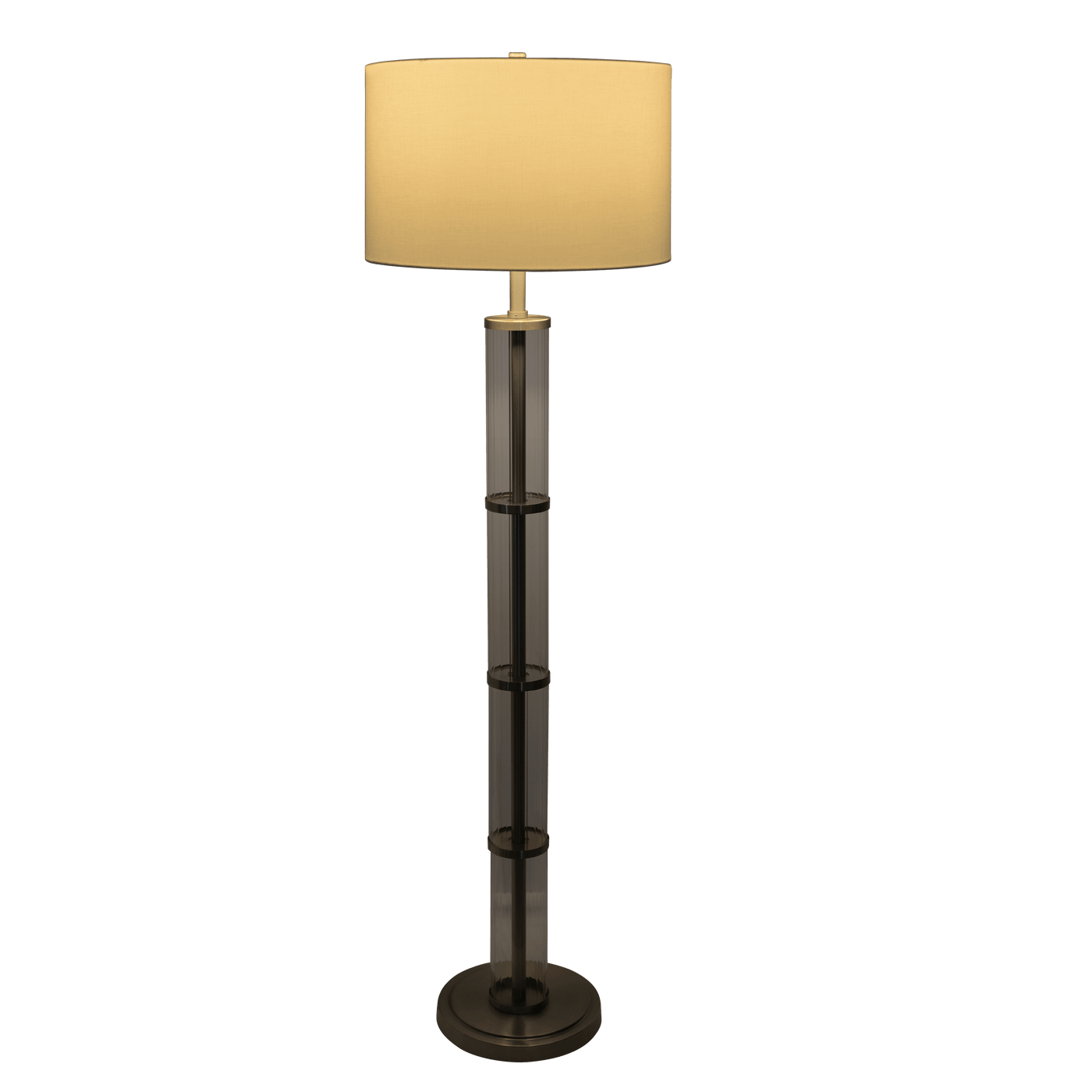 Nimbus Brushed Nickel Floor Lamp with 3-Way Rotary Switch Clear Glass Body Metal Base