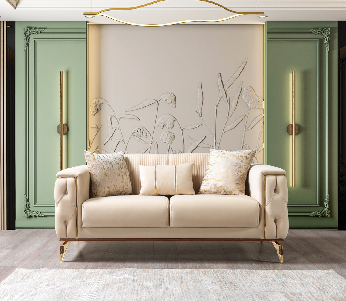 Belinda Ivory Velvet Living Room Set