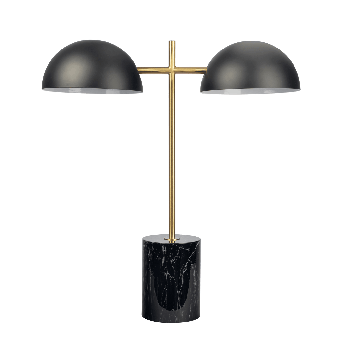 Nova Hydro Black Table Lamp with On/Off Switch Double Lamp with Faux Marble Base