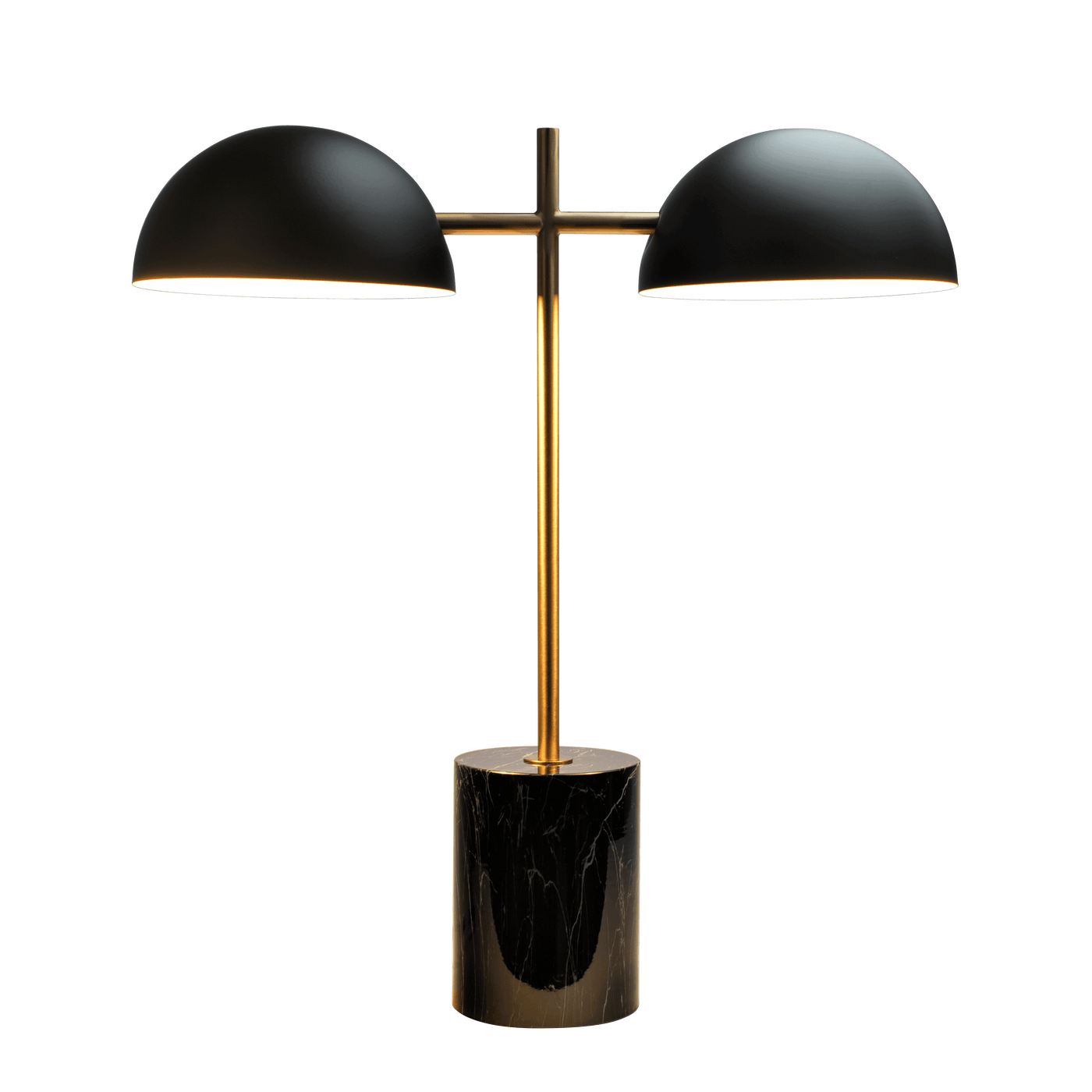 Nova Hydro Black Table Lamp with On/Off Switch Double Lamp with Faux Marble Base