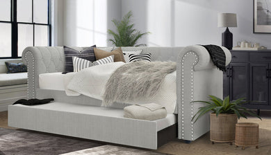 Oakmont Grey Linen Daybed with trundle