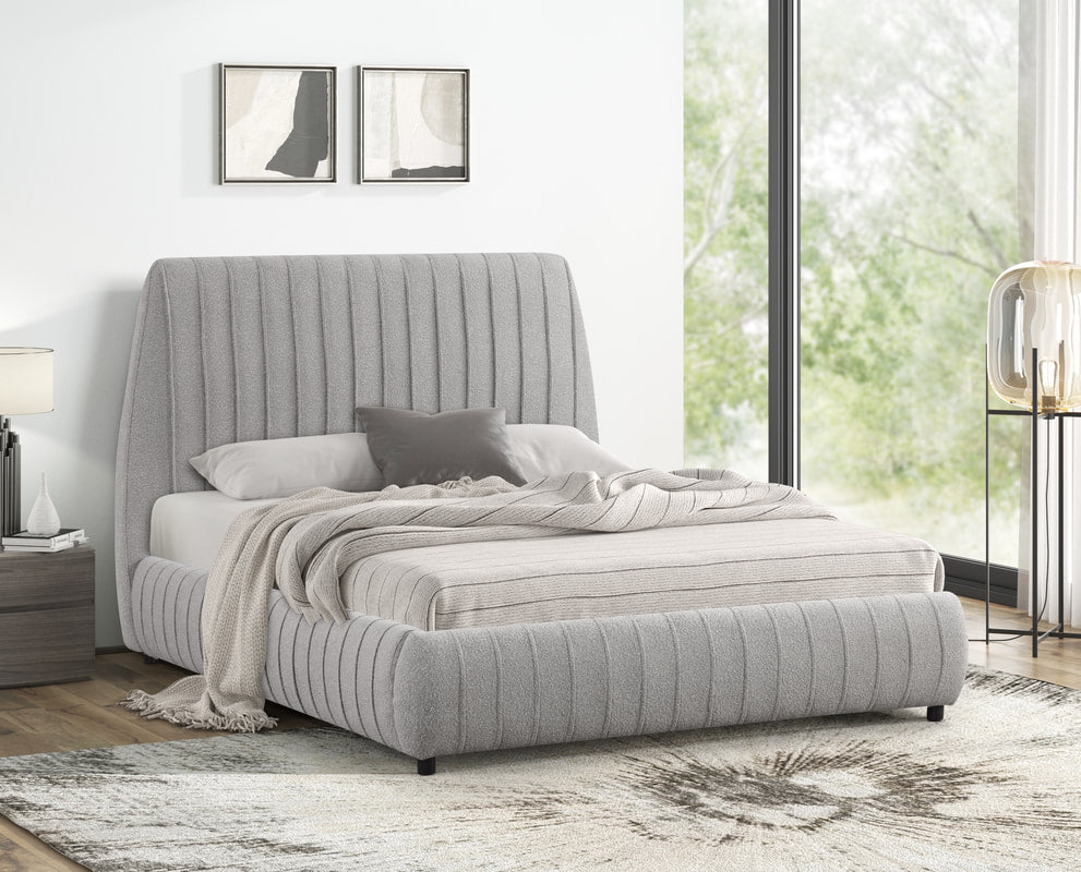 Oasis Grey  Boucle Queen Platform Bed