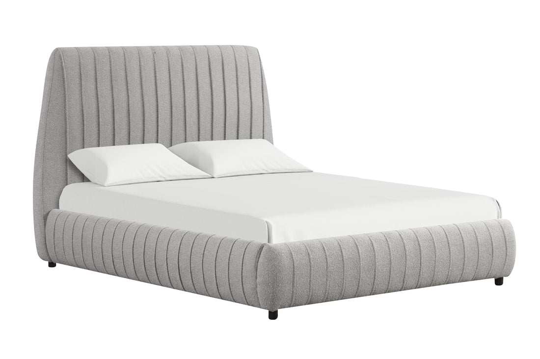 Oasis Grey  Boucle Queen Platform Bed