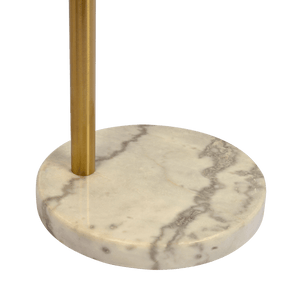 Oasis Long Arm Gold Brass Adjustable Floor Lamp with Round White Marble Base