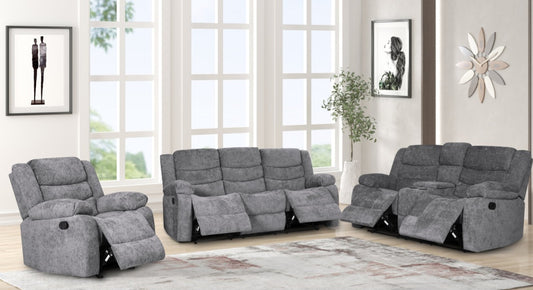 Oliver Charcoal Fabric 3pc Reclining Set