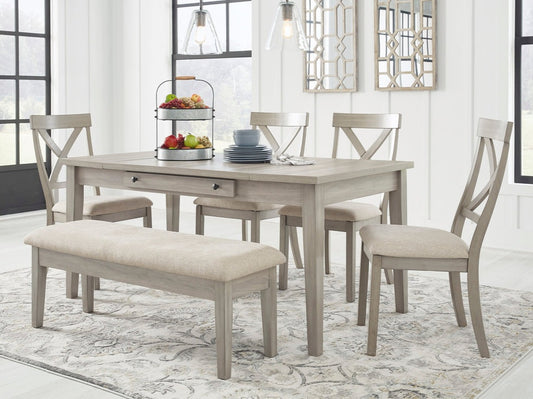 Parellen Beige/Gray Rectangular Storage Dining Set