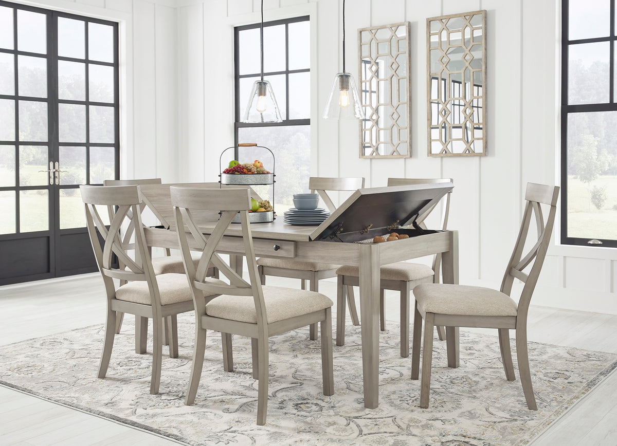 Parellen Beige/Gray Rectangular Storage Dining Set