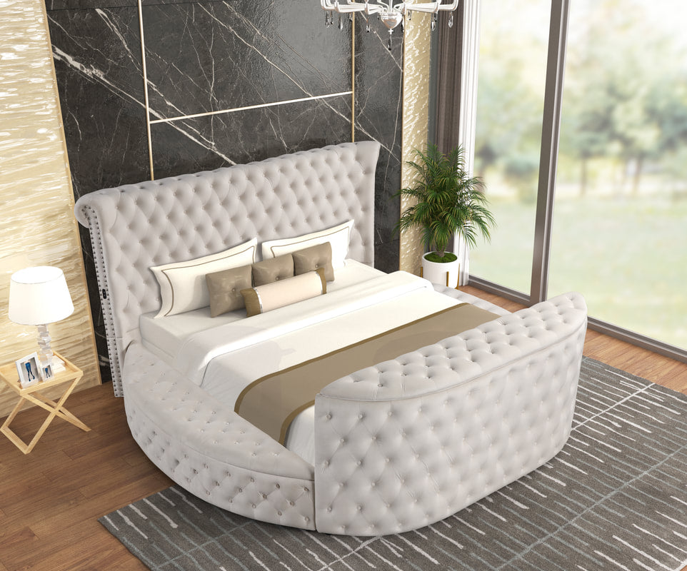 Patron Gray Velvet King Platform Bed