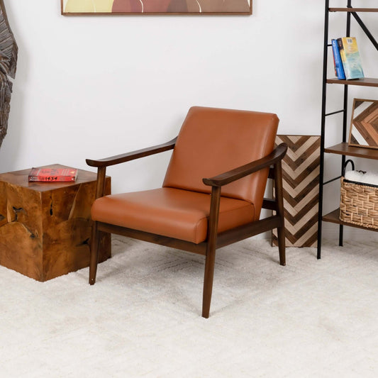 Brandon Dark Tan Leather Lounge Chair