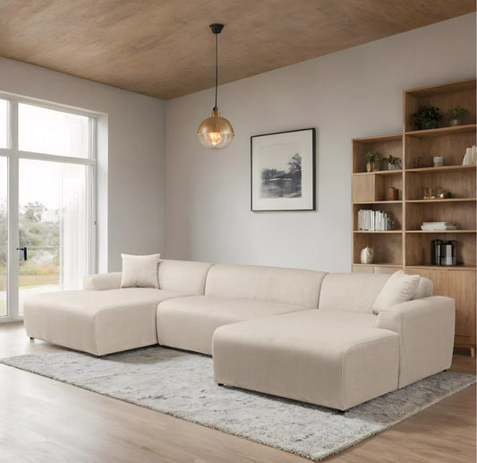 Mar U Shape Corner Sofa  Cream Corduroy