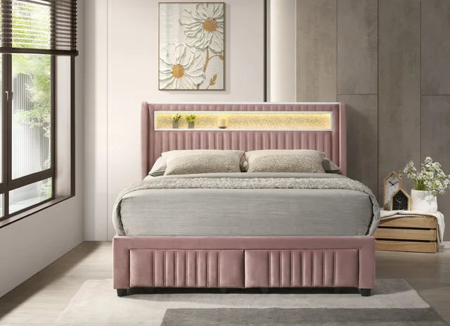 Cupid Pink Fabric Full Platform Bed