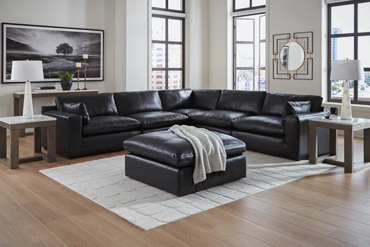 Emilia Black GENUINE LEATHER 5pc Sectional 30902