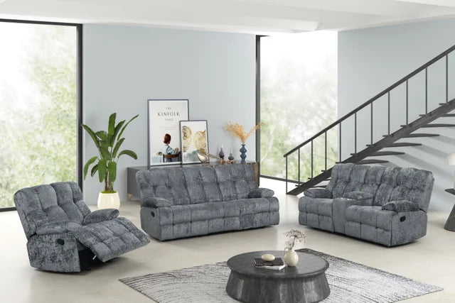 Martina30 Charcoal Fabric 3pc Reclining Set