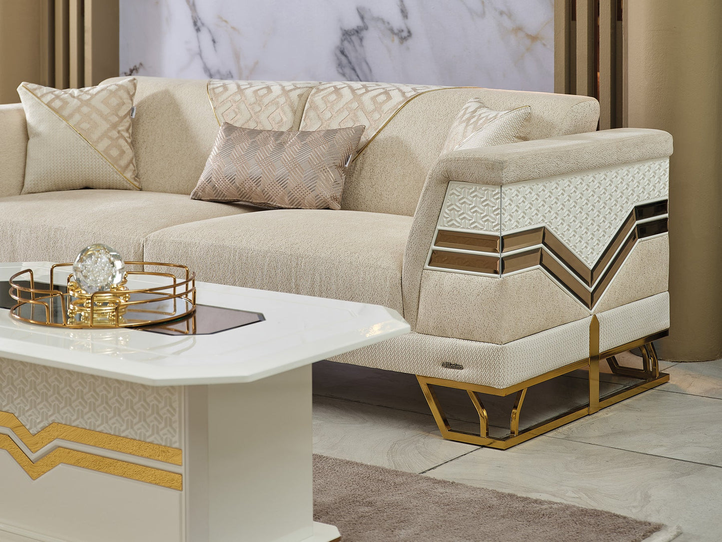 Zen 3-pieces (Sofa & Loveseat & Chair) Livingroom Set Cream