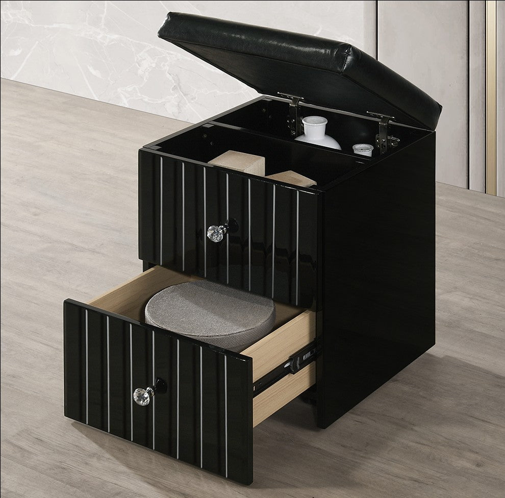 Gloria Black LED Vanity Set with Stool