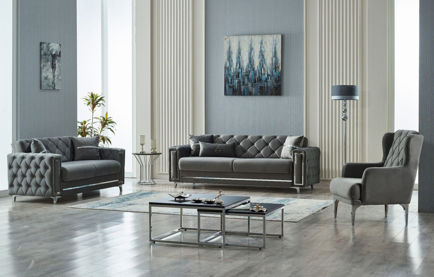 Bolivya 3-pieces (Sofa & Loveseat & Chair) Livingroom Set Grey