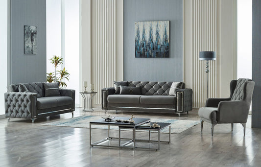 Bolivya 3-pieces (Sofa & Loveseat & Chair) Livingroom Set Grey