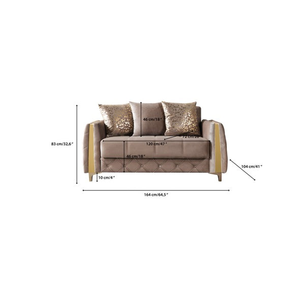 Florence Coffee Velvet Sofa 88" & Loveseat 64"