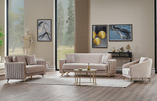 Senfoni 3-pieces (Sofa & Loveseat & Chair) Livingroom Set Beige