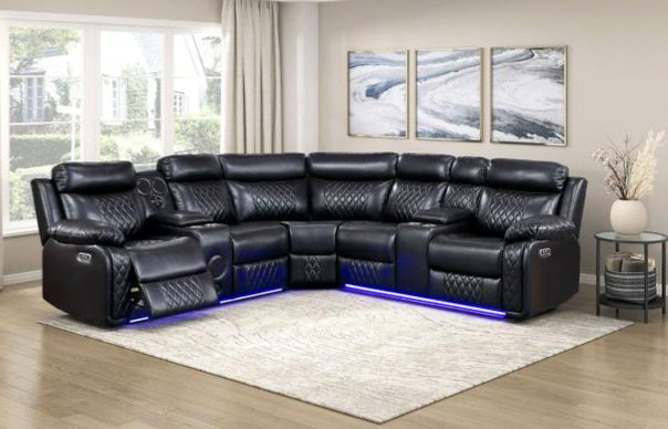 Cipher Black POWER/LED/BLUETOOTH SPEAKERS/SUBWOOFER Sectional 8315